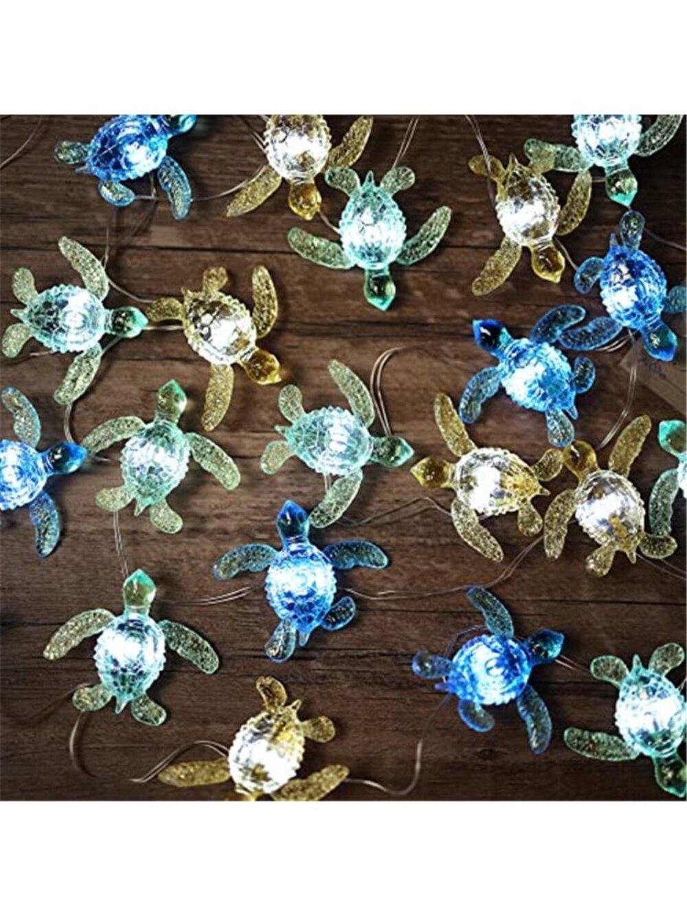 Sea Turtle String Lights LED Multicolor Beach Coastal Decor USB Remote Christmas